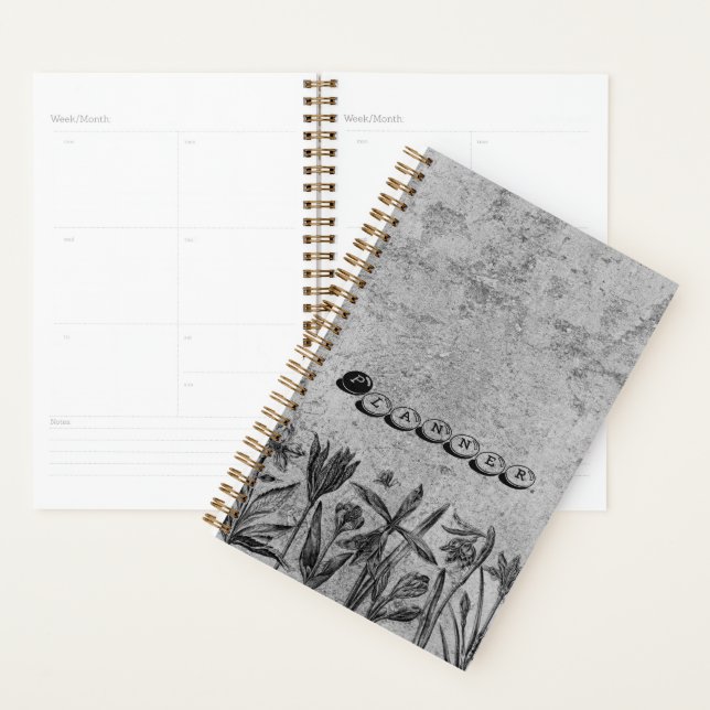 Grunge Floral Planner Journal (Devant avec enveloppe)