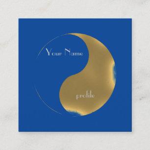 Grunge golden&blue yin yang carte de visite carré