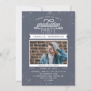 Grunge Graduation Party Invitation avec photo