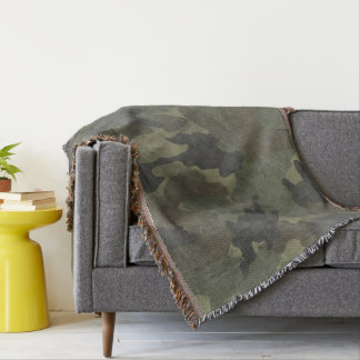 Grunge Khaki Camo Vert Tissé Lait Couvertures Jeté