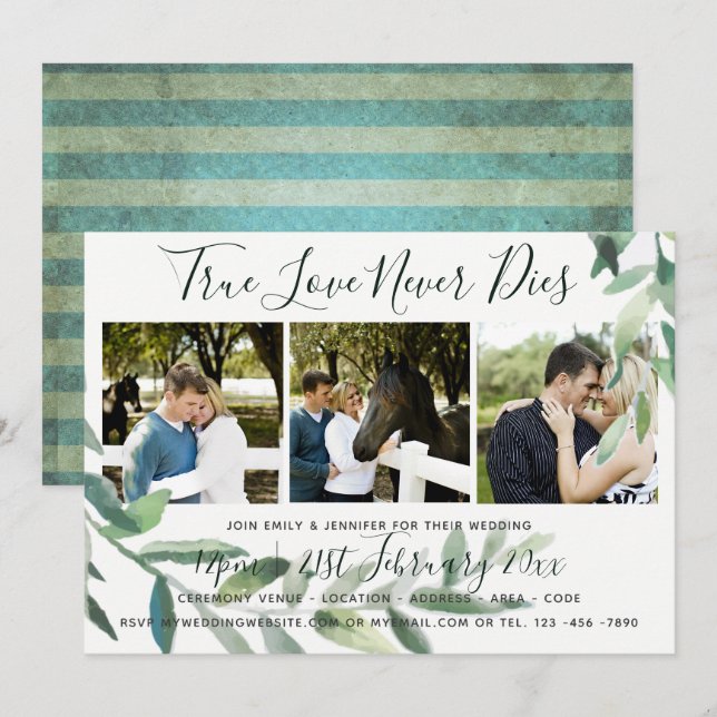 Grunge Leaves | FAIRE-PART DE MARIAGE COLlAGE PHOT (Devant / Derrière)