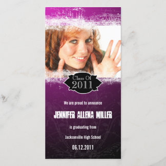 Grunge Pink Black Carte photo de graduation