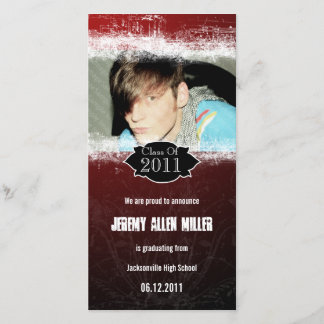 Grunge Red Black Carte photo de graduation