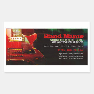 Grunge Red Guitar Music Band Promotion Sticker