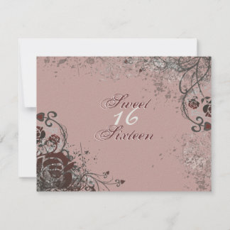 Grunge Red Rose Sweet 16 Anniversaire Invitation