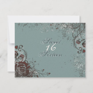 Grunge Red Rose Sweet 16 Anniversaire Invitation