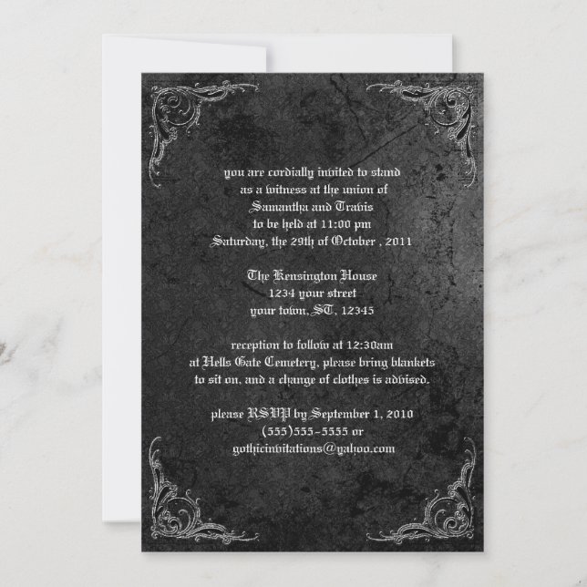 Grunge Rose Damask Gothique Invitation (Devant)