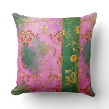 Grunge rose sauvage Damask - Coussin