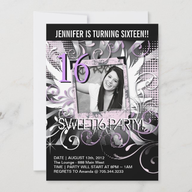 Grunge Sweet sixteen Invitation (Devant)