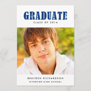 Grunge Text Graduation Party Invitation / Marine