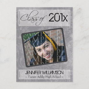 Grunge Texture Graduation Faire-part (argent)