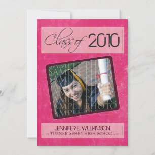 Grunge Texture Graduation Faire-part (rose chaud)