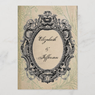 Grunge Vintage cadre noir Invitations de mariage