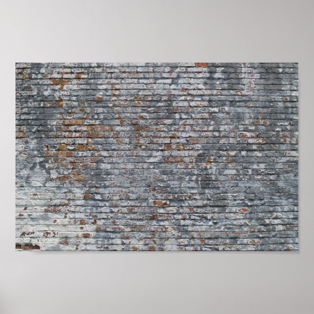 Grunge White Brick Wall toile ou affiche (Devant)