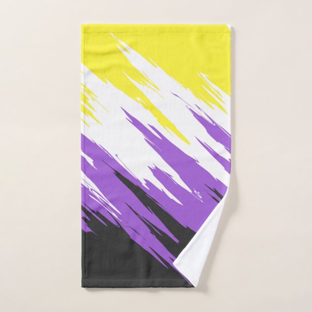 Grungy Funky ZigZag Abstrait Non-binary Pride Indi (Serviette à main)
