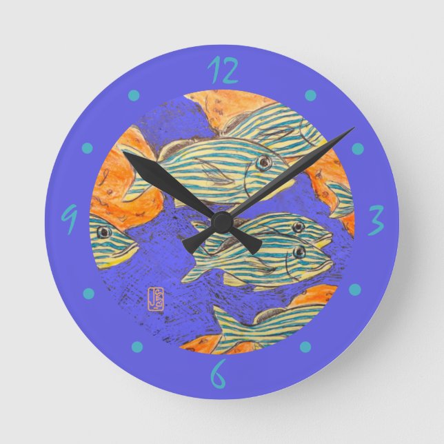 Grunts français (poisson) Horloge ronde numérotée (Recto)