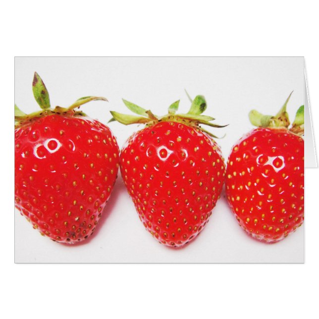 Grusskarte drei Erdbeeren, blanko (Devant horizontal)