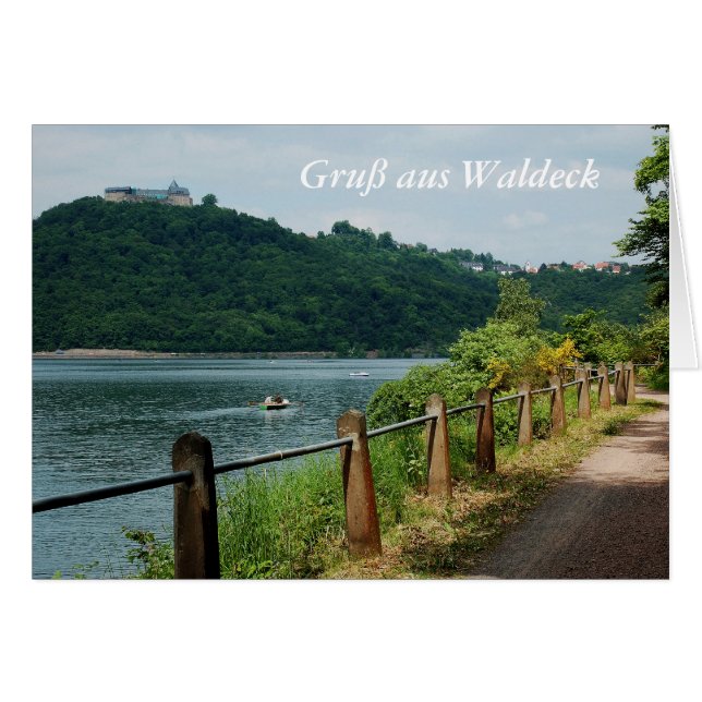 Grußkarte Gruß aus Waldeck Edersee Ufer mit Schloß (Devant horizontal)