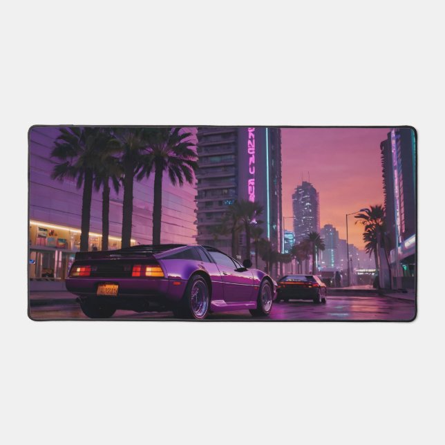 GTA 6 Vibe Desk Mat Retro Car dans Neon Desk Mat (Recto)