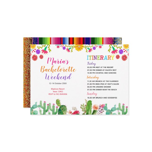 GUACAMOLE CACTUS Week-end Itinéraire Invitation (Devant/Arrière en situation)