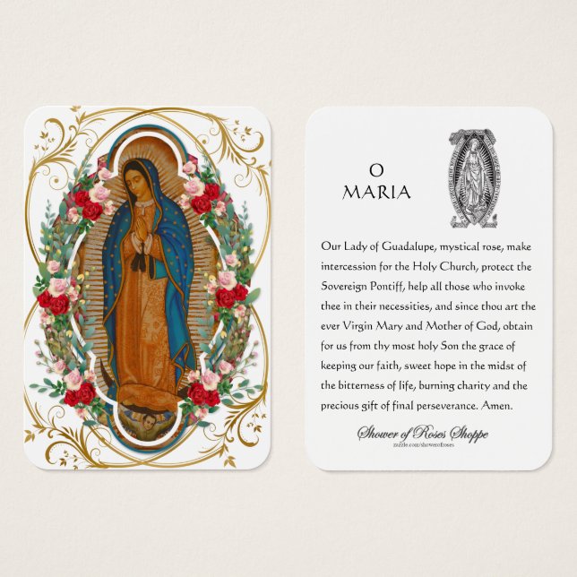 Guadalupe Vierge Marie Prière espagnole Carte Sain (Devant & derrière)