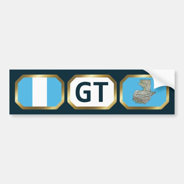 Guatemala Flag Map Code Bumper Sticker (Devant)