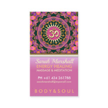 Guérir l'énergie rose OM Yoga Cartes de visite