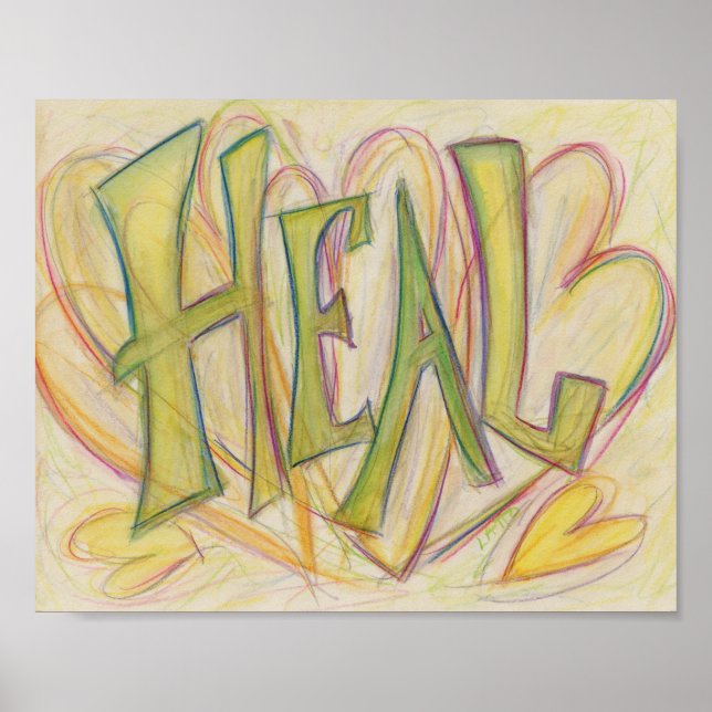 Guérir les coeurs Word Art Inspiration Poster Impr (Devant)
