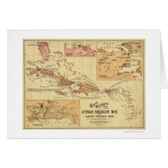 Guerre dans la carte 1898 des Antilles (Devant horizontal)