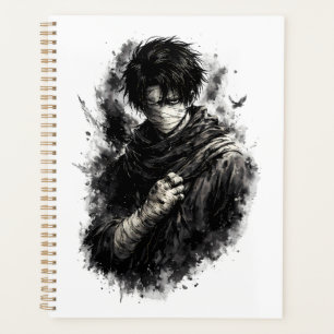 Guerrier d'anime sombre Ninja bandagé Art Grunge
