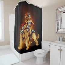 Guerrier Lion Rider Imaginaire Douche rideau