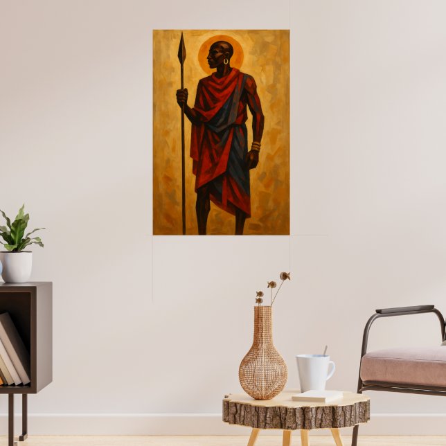 "Guerrier tribal | Art mural d'héritage africain (Salon 3)