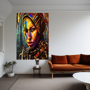 Guerrière de Cyberpunk   AI Art Poster