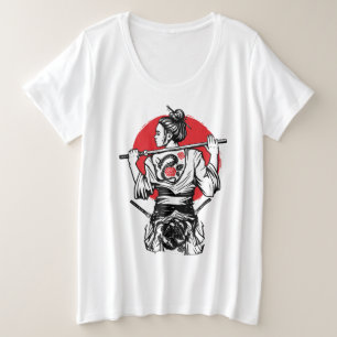 Guerrière samouraï féminine – Tatouage de rose de