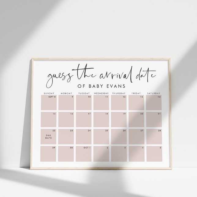 Guess Baby's Arrival Date Baby shower Poster du je (Créateur téléchargé)