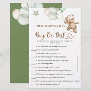 Guess Boy Ou Girl Tales Teddy Bear Baby shower