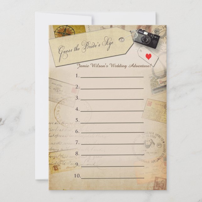 Guess the Bride's Age Travel Shower jeu (Devant)