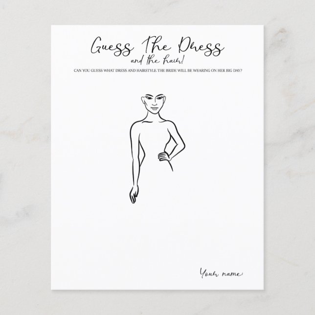 Guess The Dress - jeu pour la fête de la douche nu (Devant)