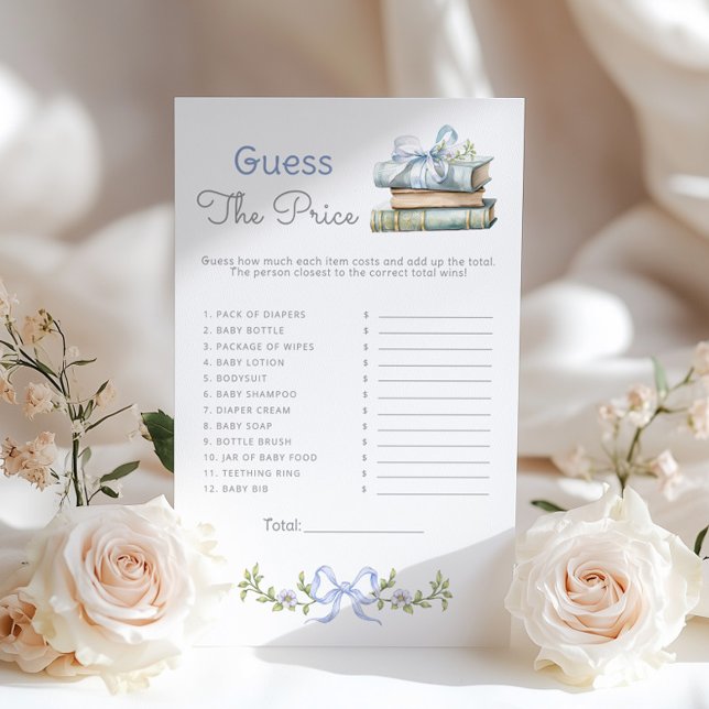 Guess the price Blue Bow Books baby shower game (Créateur téléchargé)