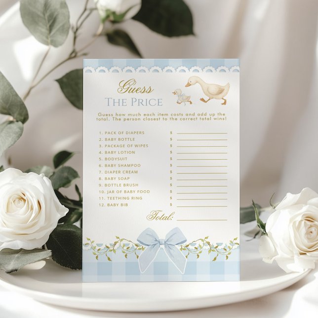 Guess the Price Silly Goose Blue Gingham Baby Game (Créateur téléchargé)