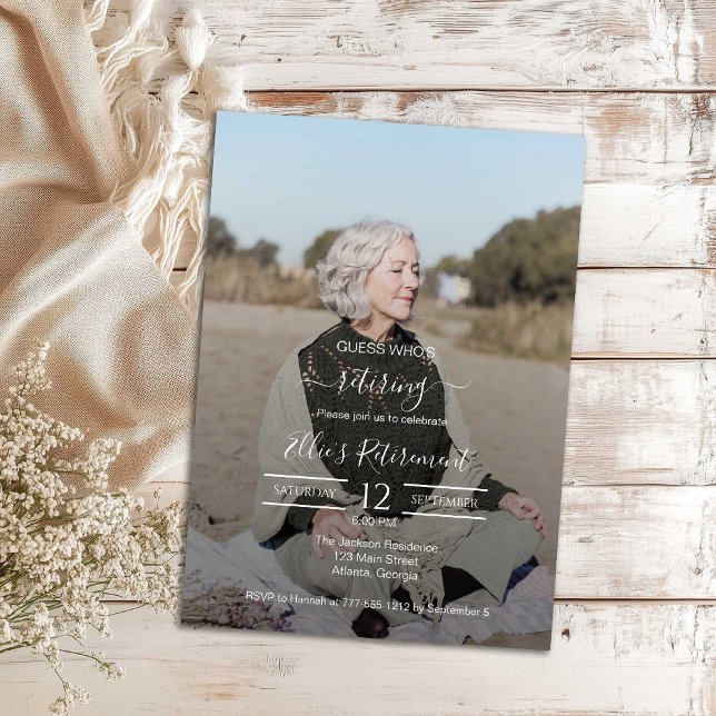Guess Who Retired Female Script Photo Invitation (Créateur téléchargé)