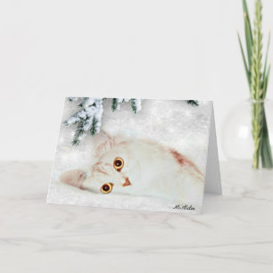Gui la carte de Noël argentée de chat persan
