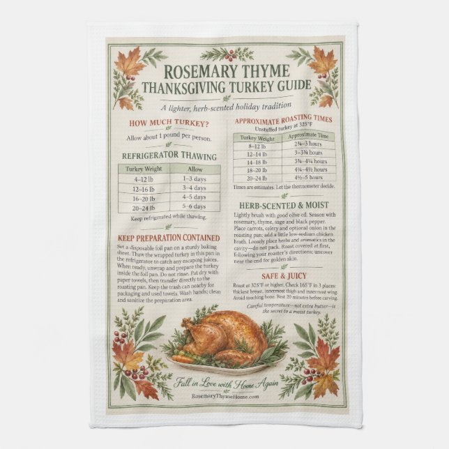 Guide de dinde de Thanksgiving Serviette de cuisin (Vertical)