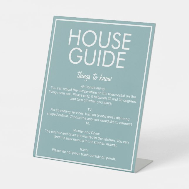 Guide de la maison Turquoise moderne Panneau de la (Recto)