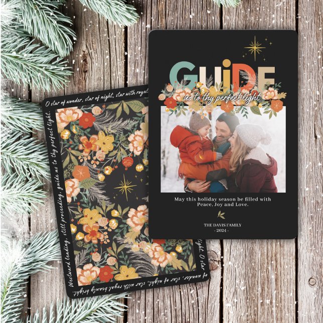 Guide-Nous À Ton Carte photo De Vacances Parfait (Share the true meaning of Christmas with this vibrant religious holiday card.)