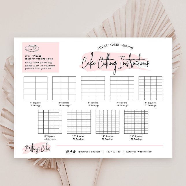 Guides de coupe Mariage carré de gâteau Logo rose  (Créateur téléchargé)