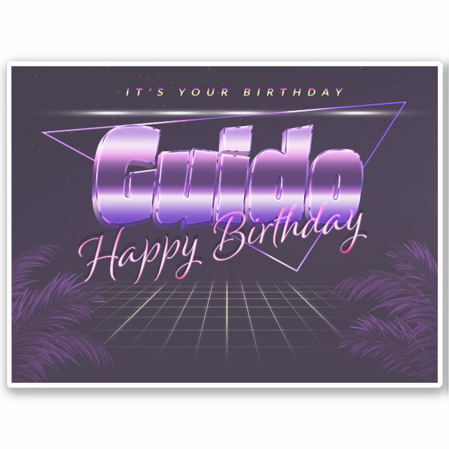 Guido Nom Prénom lila retro Sticker (Devant)