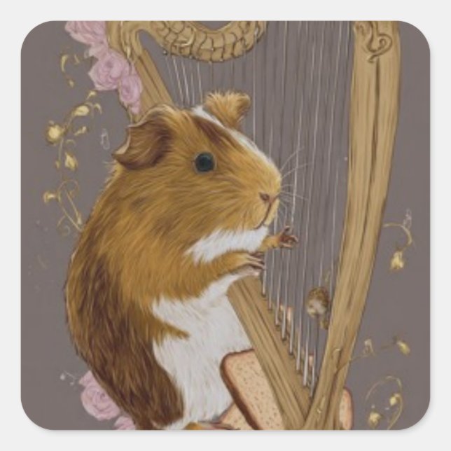 Guinea Pig Harpist Sticker  (Devant)