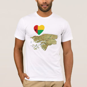 Guinée-Bissau - Drapeau Coeur et carte T-shirt