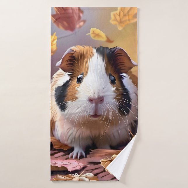 Guinée Cochon et chute des feuilles d'automne (Serviette de bain)